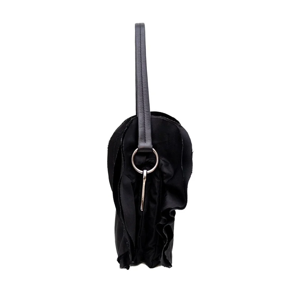 Authentic Women's Prada‎ Tessuto Black Nylon Ruffle Shoulder Bag
